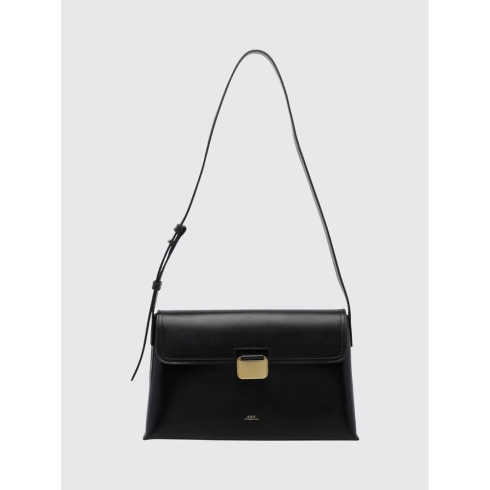 A.P.C. Women Simone Calf Leather A.P.C. Shoulder Bag With Snap Closure